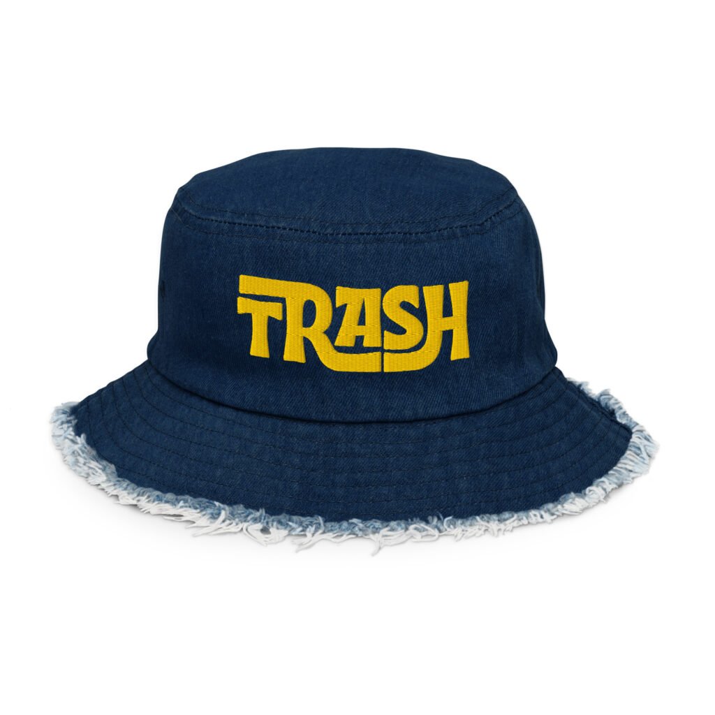 TRASH - Distressed denim bucket hat